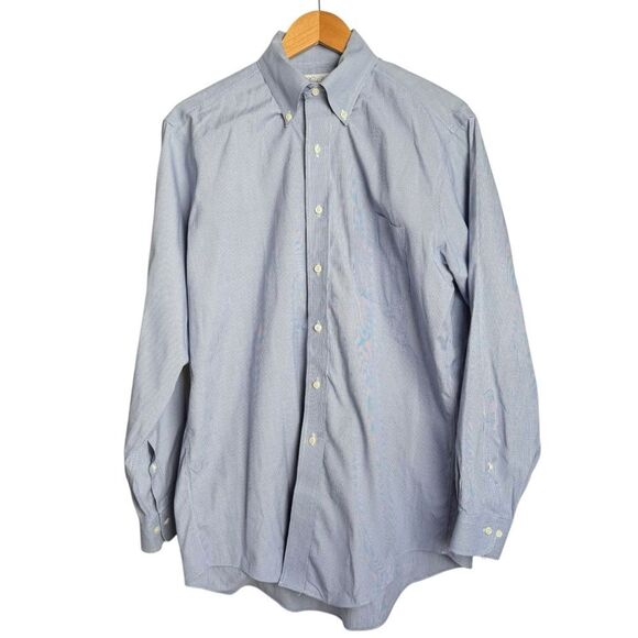 Brooks Brothers Mens Blue Poplin Long Sleeve Button Down Shirt Size 15.5 - 32/33 - Picture 1 of 16
